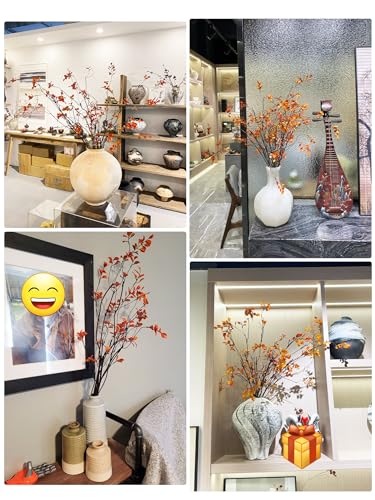 Fall Orange Faux Leaf Stems for Vase - 38.8in 3-Pack, Adjustable Autumn Decor