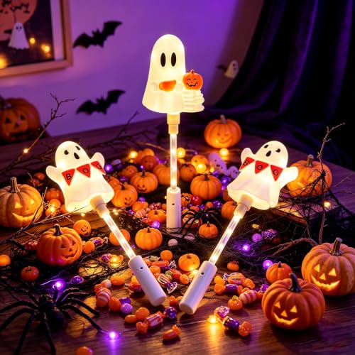 Halloween Ghost Handheld Decoration Lights 3 Pack - Ghosts with Pumpkins Variation