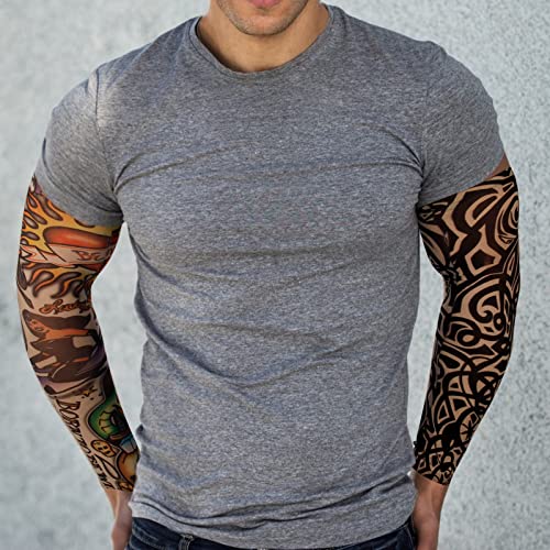 Multicolor Temporary Tattoo Sleeves for Men - Stretchable Sun Protection Arm Covering