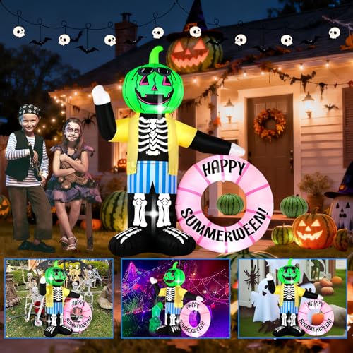 6FT Watermelon Zombie Inflatable Halloween Decor with LED Lights for Outdoor & Indoor Parties