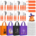 Halloween Pumpkin Carving Kit with Stencils & Trick or Treat Tote Bag - Skull Ghost Variation
