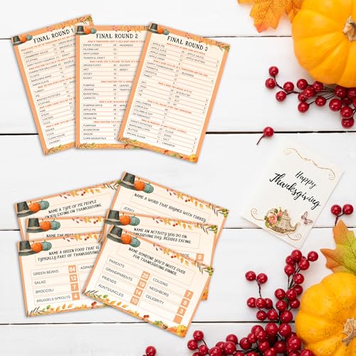 Pumpkin Thanksgiving Friendly Feud Card Game for Adults & Families