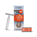 MERKUR 42C Double Edge Safety Razor, Hexagonal Handle, Three-Piece Design, Closed Comb Straight Bar, Bright Chrome Finish, Made in Germany