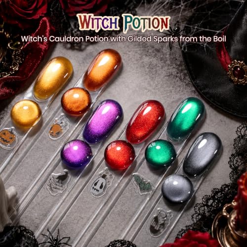 Beetles Halloween Cat Eye Gel Nail Polish Set - Witch Potion 6 Colors - Variation A