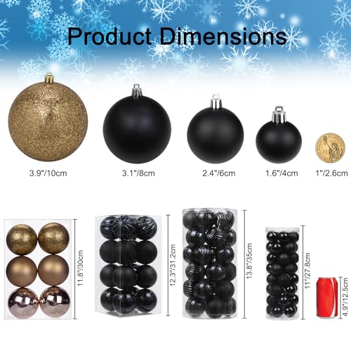 Large Shatterproof Bronze Christmas Balls - 3.94 Inch, 6 Pack Holiday Ornaments
