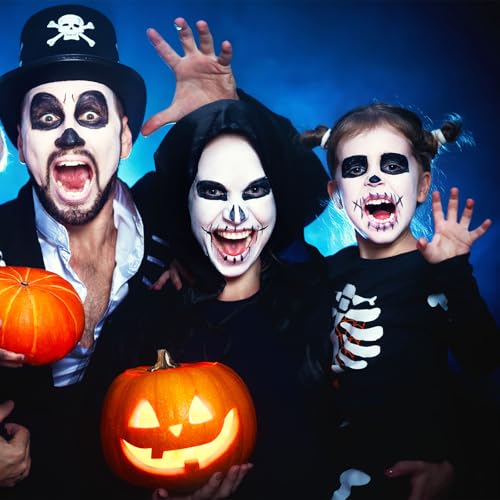 Halloween Face Paint Kit with Brush & Crystal Sheet for Spooky Makeup - Unisex