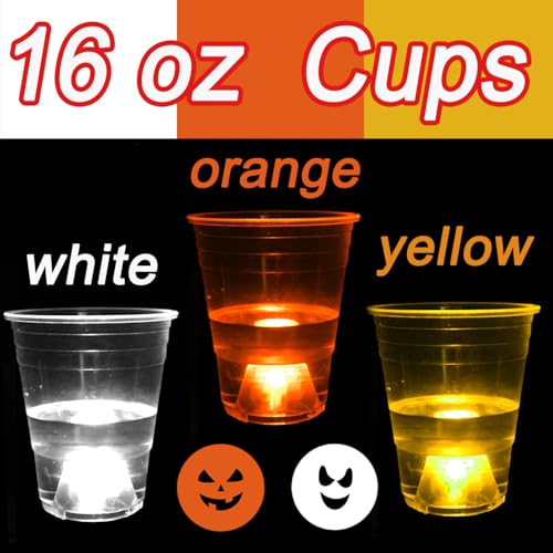Glow Candy Corn Party Game Set - 22 LED Cups & 6 Halloween Balls for Halloween & Kids Parties