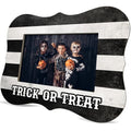 Halloween Photo Frame for 4x6 Pictures - Rustic Trick Or Treat Wooden Display - Stripe Variation
