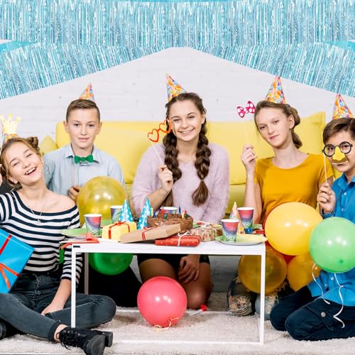 Light Blue Foil Fringe Garland 10 Feet Party Streamers for Wedding Birthday Halloween