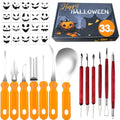 Halloween Pumpkin Carving Kit 32-Piece Set with Stainless Steel Tools & Stencils