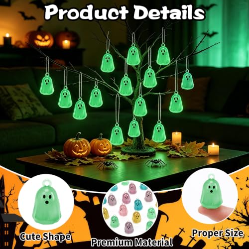 Halloween Luminous Mini Ghost Ornaments Set - Halloween Style, 36 Pieces