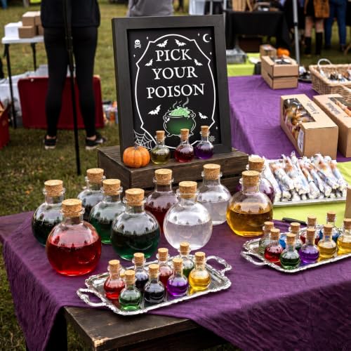 Halloween Potion Glass Bottle Set - 30 Decorative Alchemist Bottles with Cork Stoppers