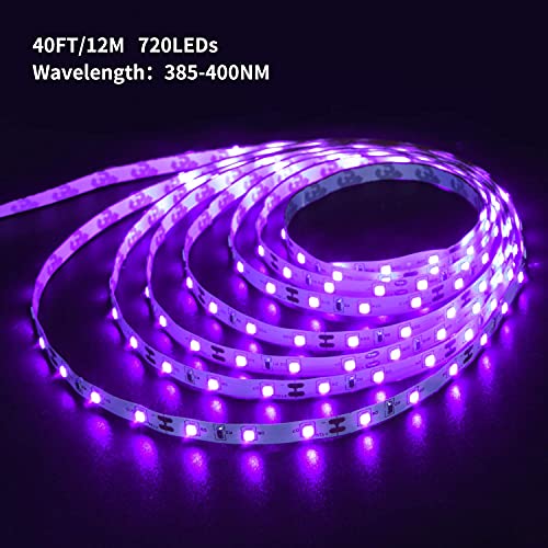 Ontesik Black Light Strip 40ft/12m Switch Control UV LED Kit for Indoor Parties
