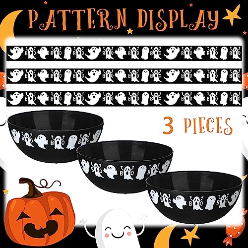 Ghost Halloween Candy Bowl Set - Plastic Large Trick or Treat Bowls, 3 Pieces