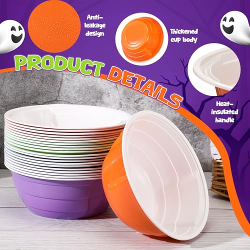24-Pack Halloween Disposable Plastic Candy Bowls 23 oz with Dual Handles