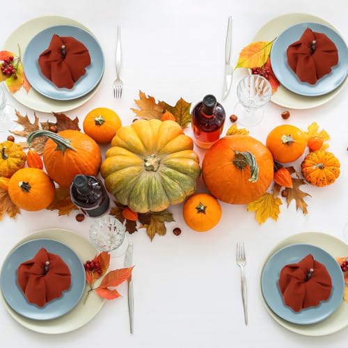 Set of 8 Rust Cloth Napkins - 18x18 Inches Fall Table Decor, Washable & Absorbent