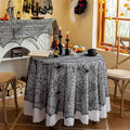 Halloween Spider Web Tablecloth 70 Inch Round Black Lace Spooky Cover - Variation: Black Spider Web