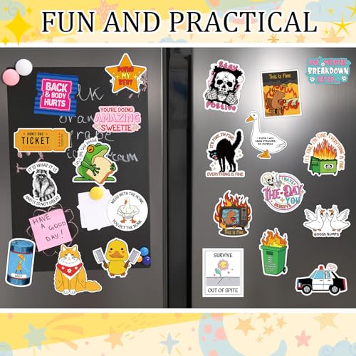 Funny Refrigerator Magnets Set - 24 Quirky Cute Kitchen Decor Gifts