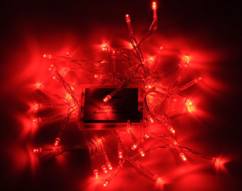Battery Operated Red LED Fairy Light String 13ft 40 LEDs Wedding Xmas Party 10 Pack - Karlling Variation of Red/General 40 Leds
