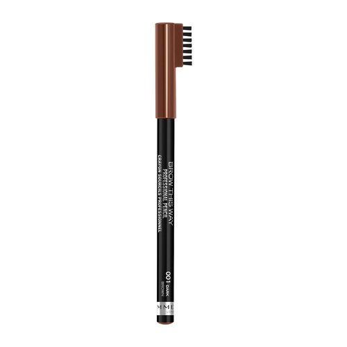 Rimmel London Eyebrow Pencil - Long-Wearing, Highly Pigmented with Built-In Brush | Dark Brown, 0.05oz