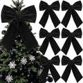 Large Black Velvet Halloween Bow - 11.8 Inch Holiday Decor Set of 6