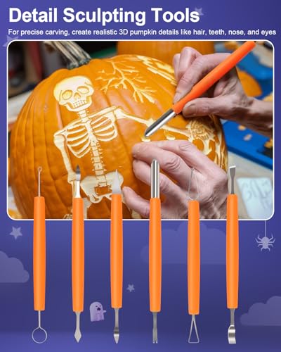 Pumpkin Carving Kit - 11 Pieces Halloween Jack-O-Lanterns Tools for Adults Kids