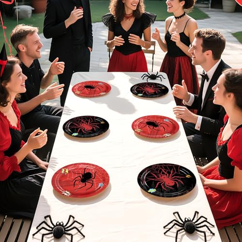 ReBlack Hero Spider Theme Paper Plates 9 Inch - 50 Pack, Party Supplies