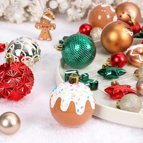 Christmas Ball Ornaments Set - Shatterproof Holiday Decoration Kit - Variation C