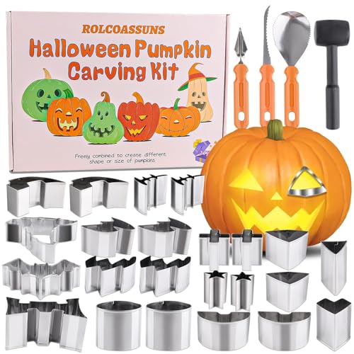Halloween Pumpkin Carving Kit 27pcs for Adults Kids Safe & Easy