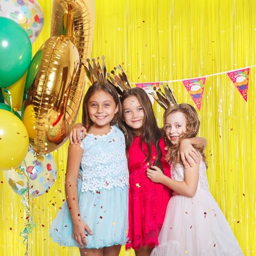 Yellow Tinsel Backdrop Foil Fringe Curtains - 2 Pack Party Decor