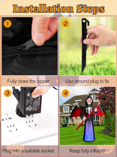 Halloween Inflatable Ghost Reaper with LED Lights - 8.3FT Yard Decor, Waterproof Outdoor Decoration - Variation: Scythe Ghost Reaper