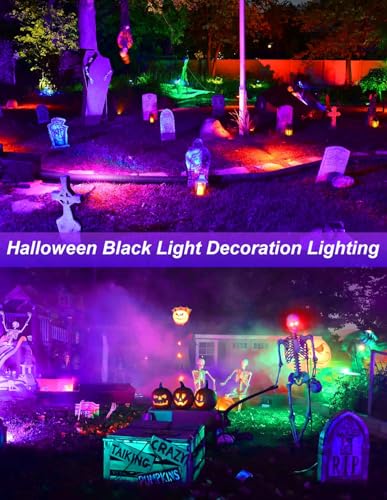 2 Pack Outdoor Black Light Spotlights Waterproof LED Landscape Lighting for Halloween & Party
