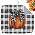 Fall Dish Drying Mat Orange Pumpkin Thanksgiving Kitchen Counter 18x24 Black Orange