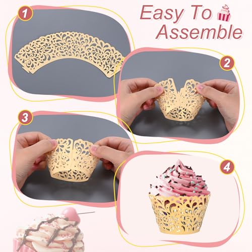 Dark Purple 50-Pack Cupcake Wrappers with Water Drop Lace Design for Weddings & Parties