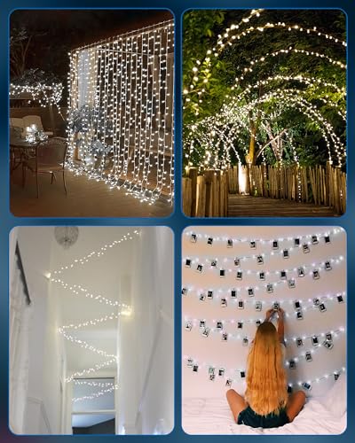 MiniTom Fairy Lights Battery Operated 5ft 60LED String Lights - Pure White, 4 Pack