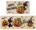 Halloween Ghost Kitchen Rugs Set of 2 - 17x29 & 17x47 Inches, Black Cat Variation