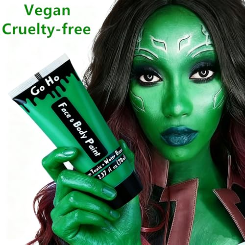 Green Face Body Paint Full Coverage for Witch Costume - Halloween Makeup