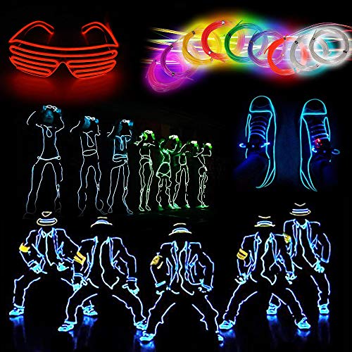 9ft Pink EL Wire Neon Glow Strobing Electroluminescent Light Pack of 2 for Parties Halloween