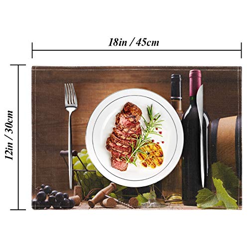 Wine Glasses Placemat Set of 6 - Red & White Grape Wooden Heat-Resistant Washable Table Mats - Multi 7 / 6