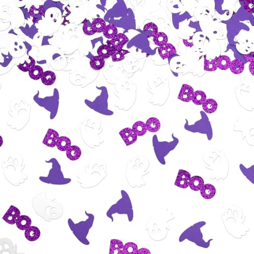 Purple Halloween Confetti 200pcs Witch Hat Boo Ghost Party Decorations