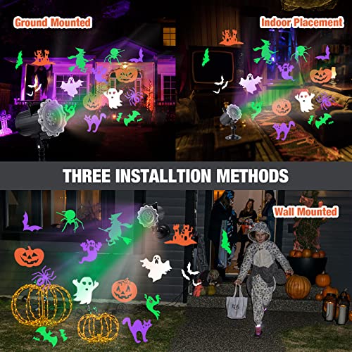 Outdoor Halloween Projector Lights with 12 Ghost & Pumpkin Patterns, Waterproof LED Decor