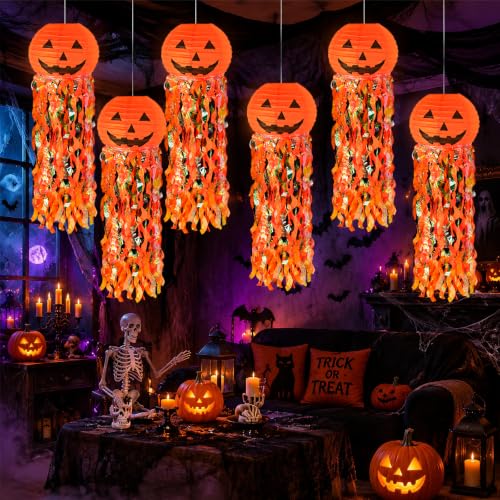 Halloween Pumpkin Paper Lanterns Set of 6 Indoor Outdoor Party Decorations