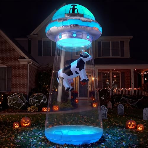 9 FT Tall Halloween Inflatable UFO Decoration with LEDs for Yard & Garden