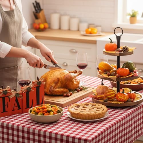 Fall Pumpkin Harvest Decor Set with 50 Artificial Gourds & 4 Wooden Signs