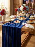 Navy Blue Velvet Table Runner Set - 4 Pieces 20x120 Inches Luxury Decor
