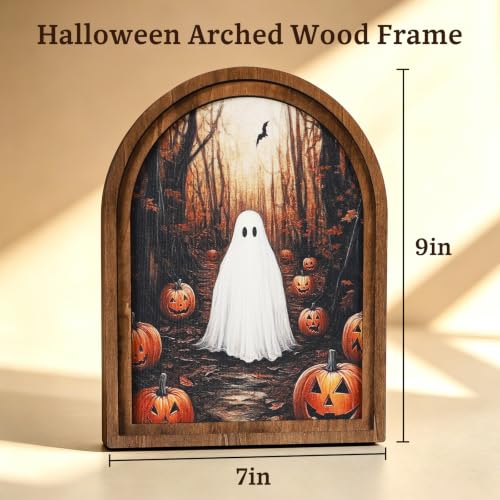 Halloween Wooden Arch Sign - Haunted Ghost & Pumpkin Decor for Home & Party