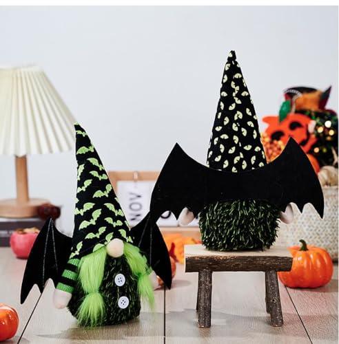 Green Halloween Bat Gnome Plush Decor for Tier Tray, Home & Holiday