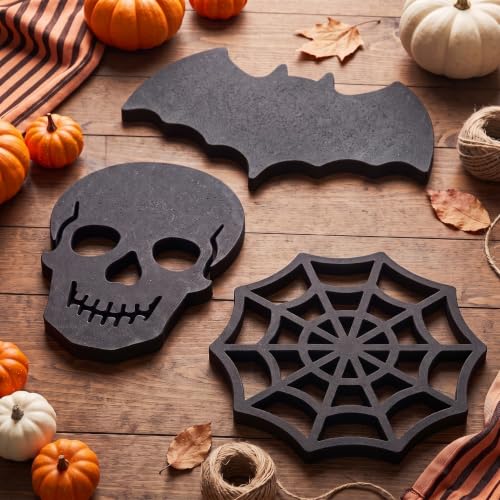 Halloween Skull Spoon Rest & Trivet Set - Cast Iron Kitchen Accessories - Variation of Skull
