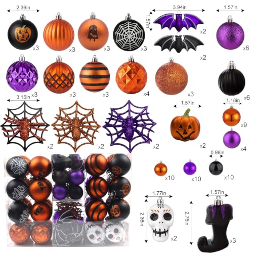 100pcs Halloween Shatterproof Ball Ornaments Set - Spooky Tree Decorations