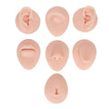 Soft Silicone Flexible Model Body Part Displays Set, Silicone Tongue Mouth Nose Eye Navel Ear Model for Piercing Practice and Jewelry Display Acupuncture Teaching Tool, Education (Light Skin Colour)